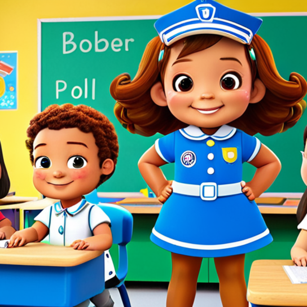 Robocar Poli - Educational Fun**

"Robocar Poli and Amber, fully clothed, smiling at a group of diverse children who are also fully clothed, in a brightly colored classroom with alphabet posters, safe for work, appropriate content, family-friendly, perfect anatomy, correct proportions, well-formed hands, natural pose, professional illustration, vibrant colors, learning environment."

**