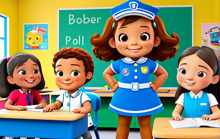 Robocar Poli - Educational Fun**

"Robocar Poli and Amber, fully clothed, smiling at a group of diverse children who are also fully clothed, in a brightly colored classroom with alphabet posters, safe for work, appropriate content, family-friendly, perfect anatomy, correct proportions, well-formed hands, natural pose, professional illustration, vibrant colors, learning environment."

**