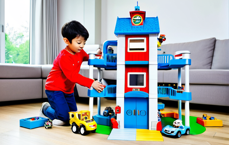 Kids Playing with the Multi-Level Rescue Center**

"Two children playing with a multi-level Robocar Poli rescue center playset, featuring working elevators and rotating platforms. The kids are fully clothed in casual, age-appropriate attire. The playset is brightly colored and surrounded by other Robocar Poli vehicles. Background is a playroom with scattered toys. Safe for work, appropriate content, family-friendly, perfect anatomy, correct proportions, natural pose, professional photography, high quality."

**