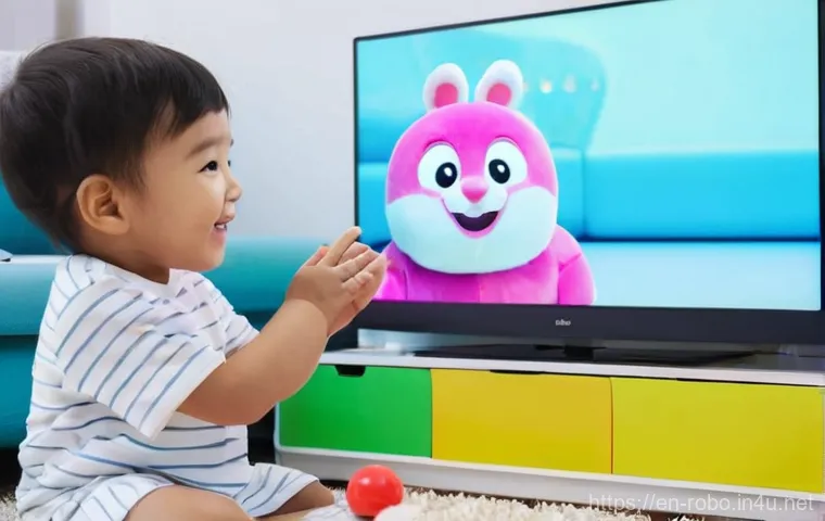 로보카폴리와 언어 학습 - **Prompt:** A cozy and brightly lit living room filled with soft colors. A happy and engaged 4-year-...