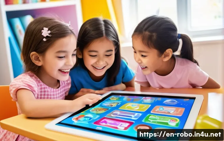 로보카폴리 공식 홈페이지 - **Prompt 1: Interactive Learning Fun**
    "A happy, diverse group of children, aged 6-8, are gather...