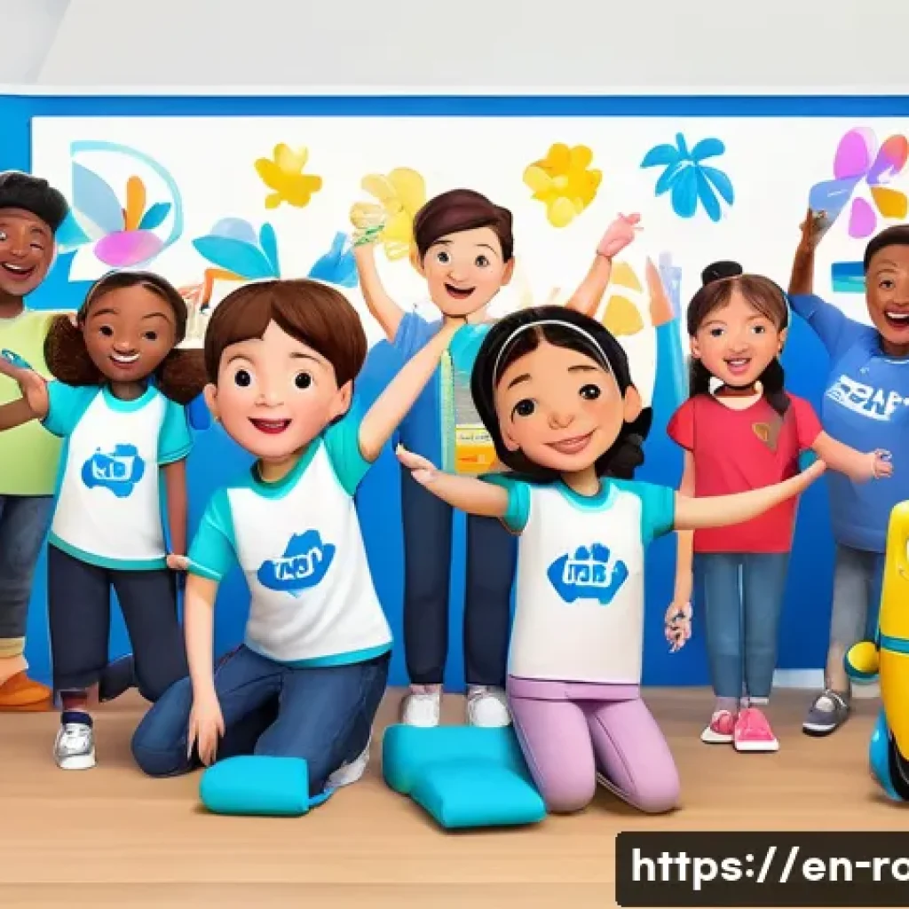 로보카폴리 팬들의 활동과 기여 - A vibrant digital illustration of Robocar Poli characters engaging in a lively community art worksho...