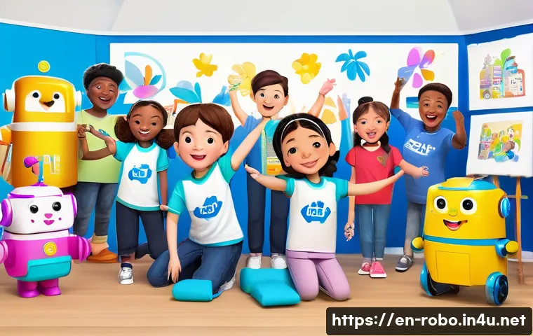 로보카폴리 팬들의 활동과 기여 - A vibrant digital illustration of Robocar Poli characters engaging in a lively community art worksho...