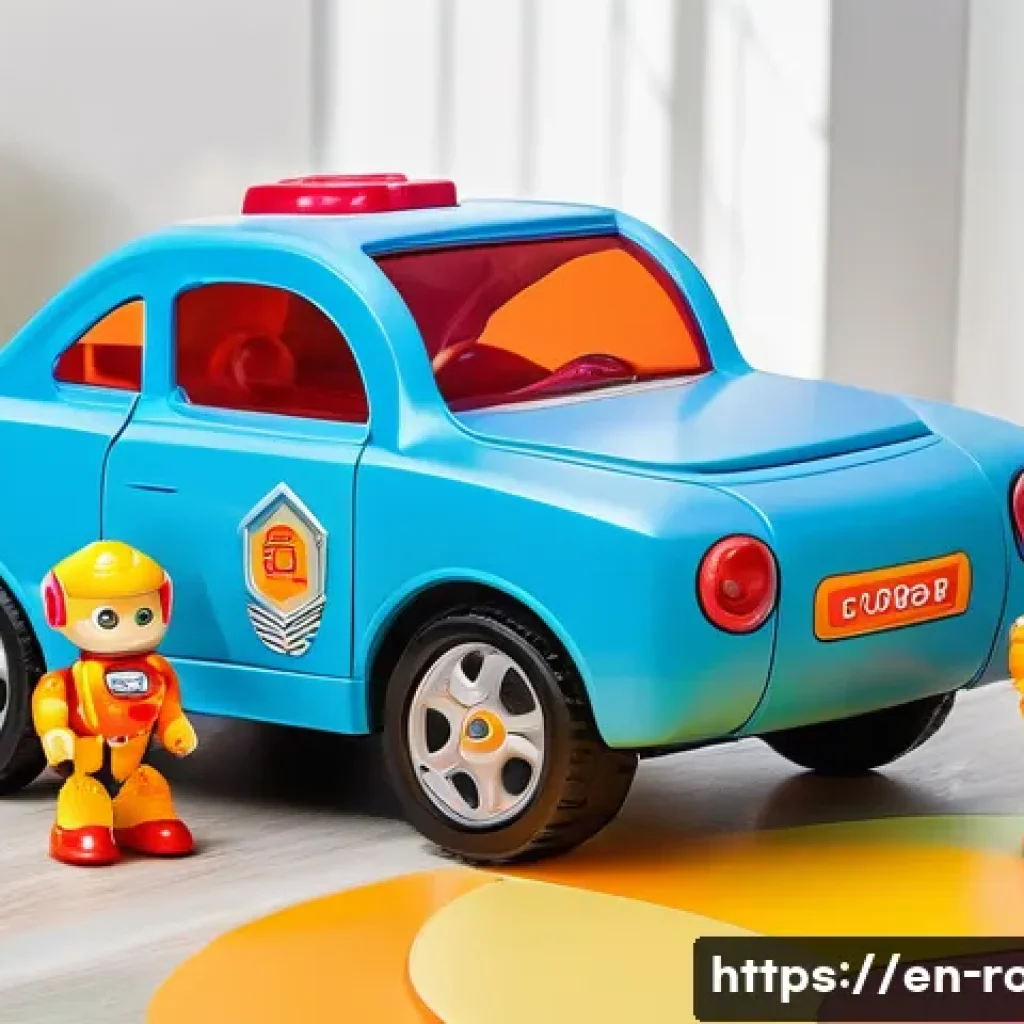 로보카폴리 공식 굿즈 - A vibrant and detailed Robocar playset scene featuring Poli, Roy, Amber, and Helly action figures in...