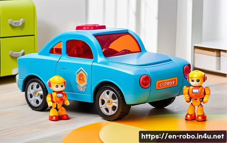 로보카폴리 공식 굿즈 - A vibrant and detailed Robocar playset scene featuring Poli, Roy, Amber, and Helly action figures in...