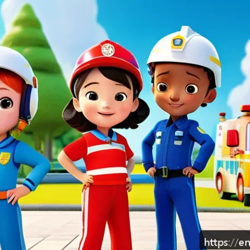 Home 32 로보카폴리 시즌2 요약 - A vibrant scene of Robocar Poli team working together on a rescue mission in a sunny urban park, fea...